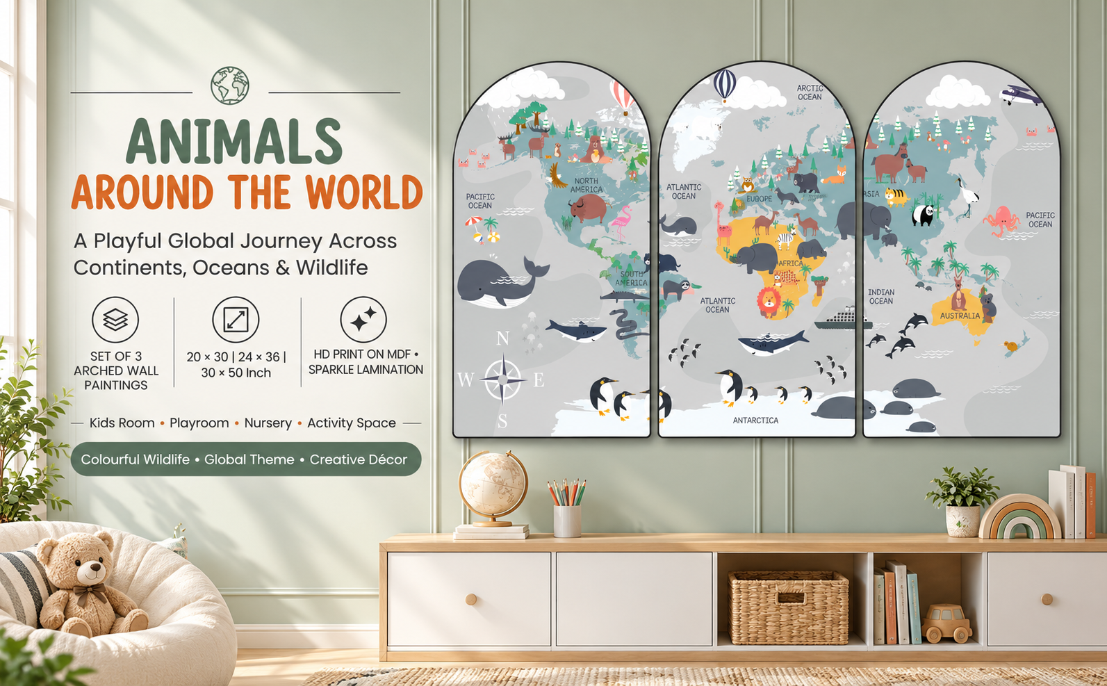 Colourful Animal World Map banner
