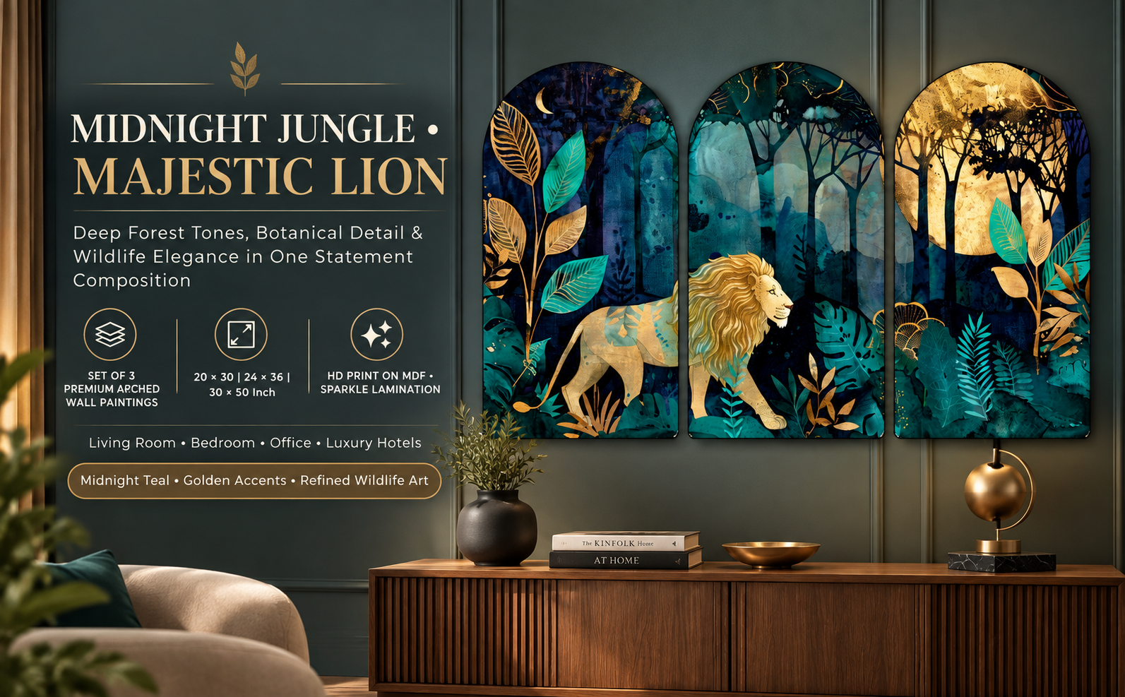 Midnight Forest Lion Wall Art banner