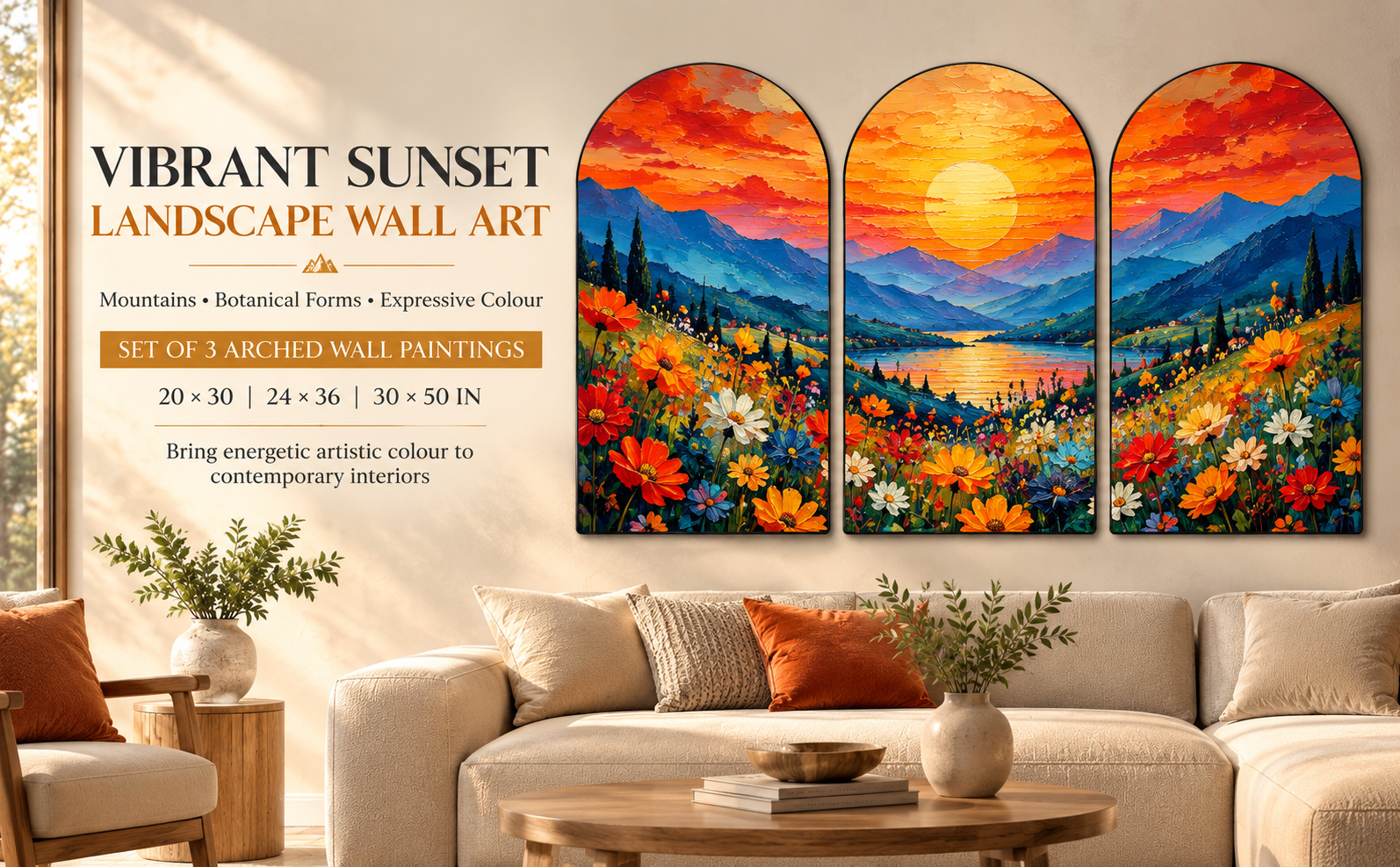 Vibrant Sunset Mountain Garden banner