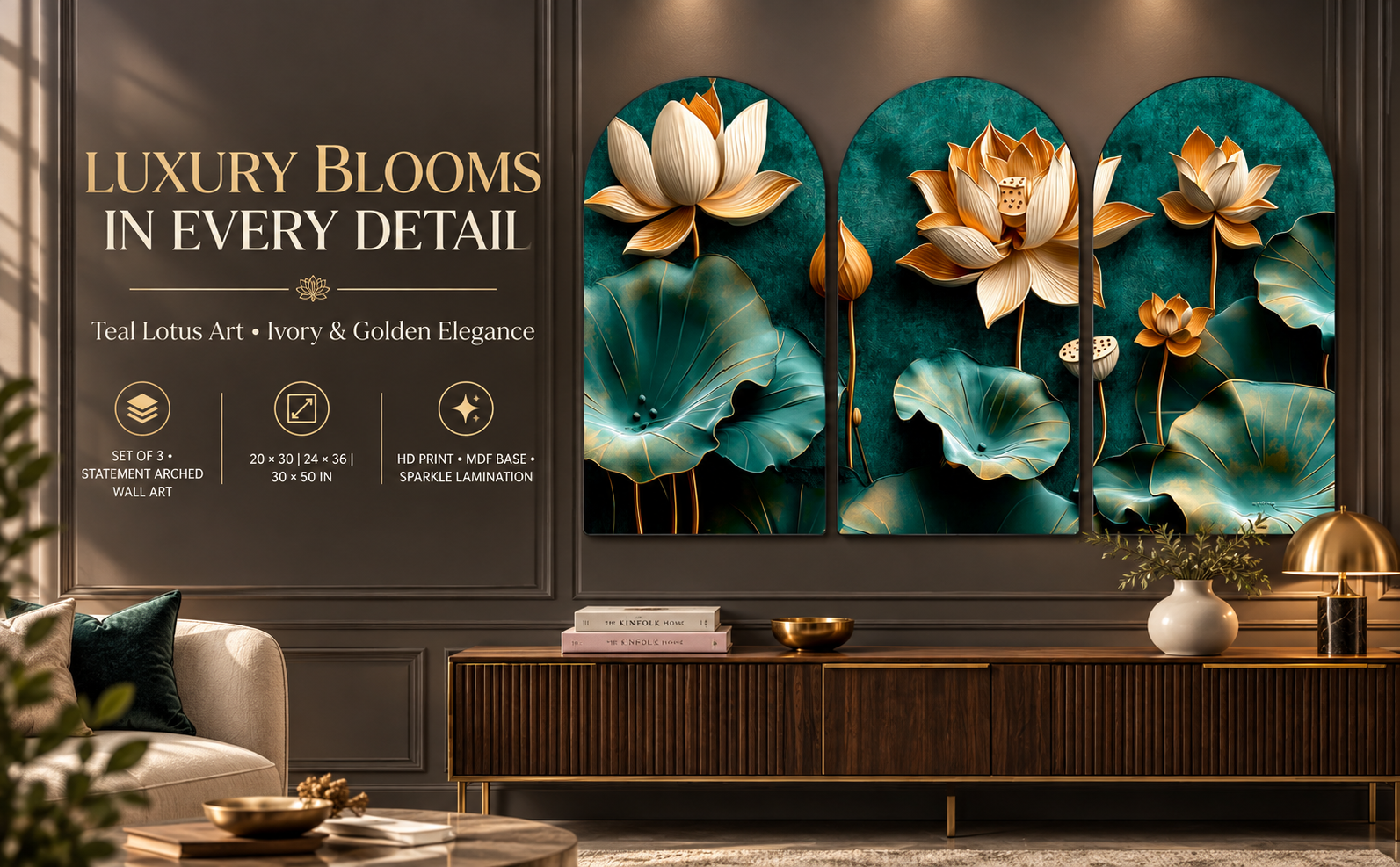 Teal and Golden Luxury Lotus banner