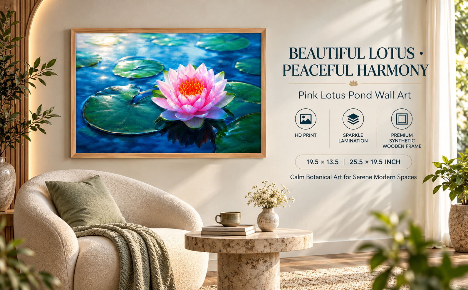 Pink Lotus Pond Wall Painting banner