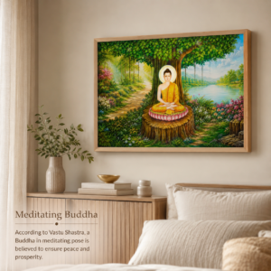 Buddha Wall Paintings Collection | HD Print with Sparkle Lamination & Premium Synthetic Wooden Frame for Living Room Bedroom Office