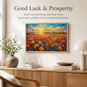 Colorful Flower Wall Paintings Collection | HD Print with Sparkle Lamination & Premium Synthetic Wooden Frame for Living Room Bedroom Office