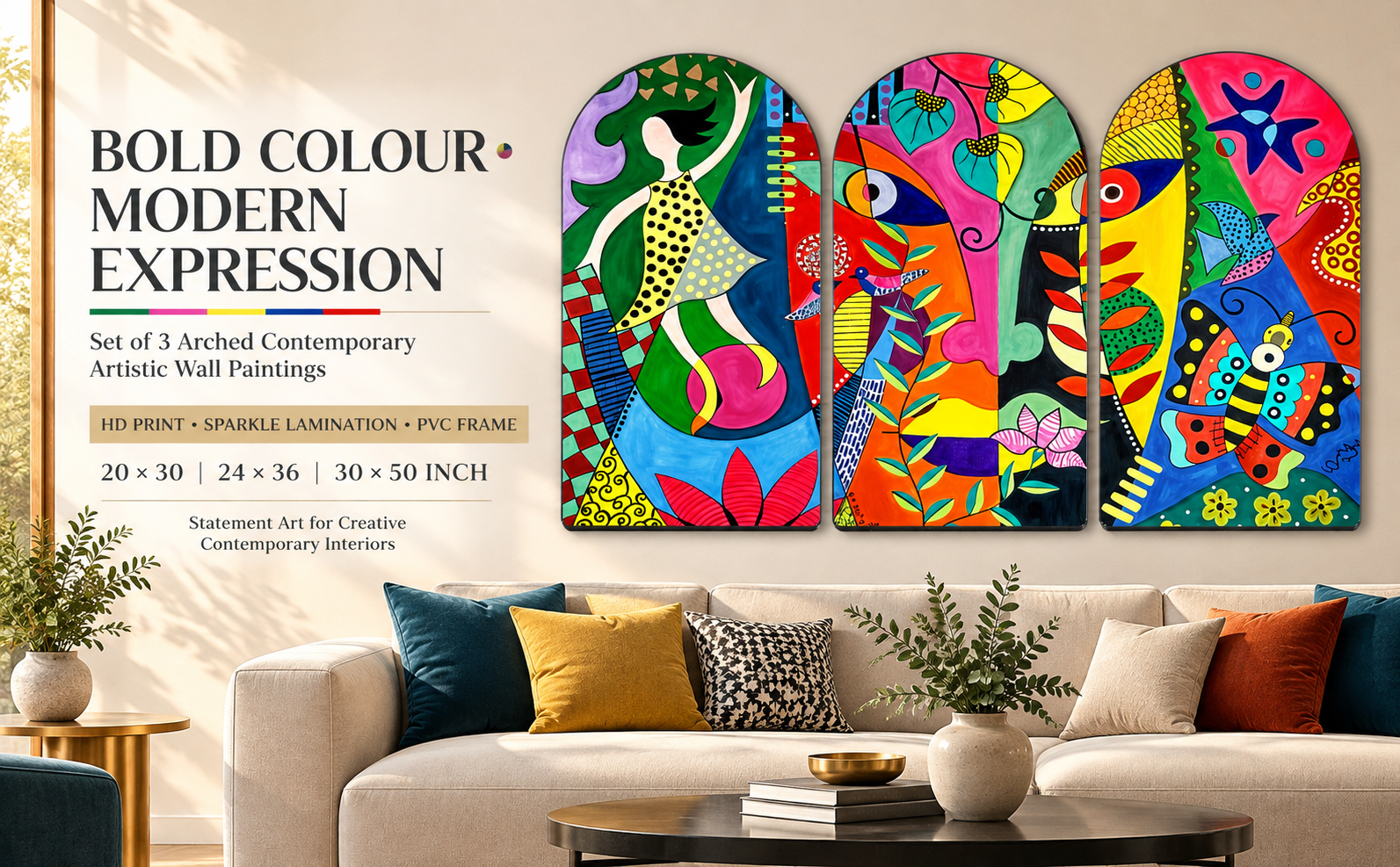 Vibrant Contemporary Folk and Abstract Art banner