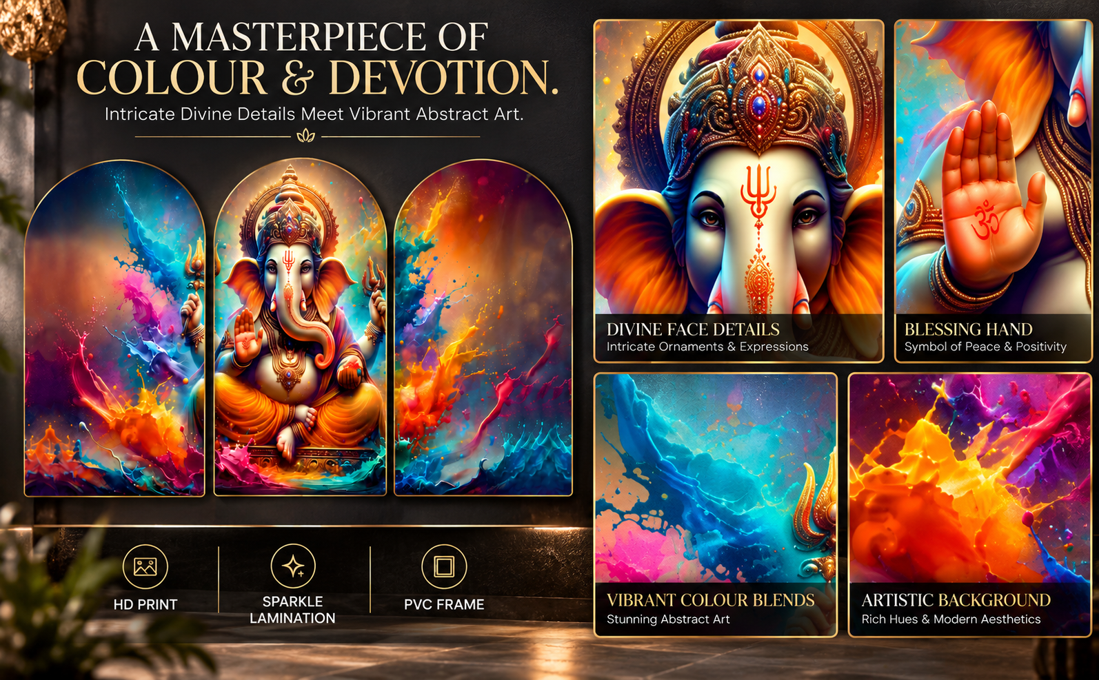 A Masterpiece of Colour and Devotion - Lord Ganesha artistic detail banner