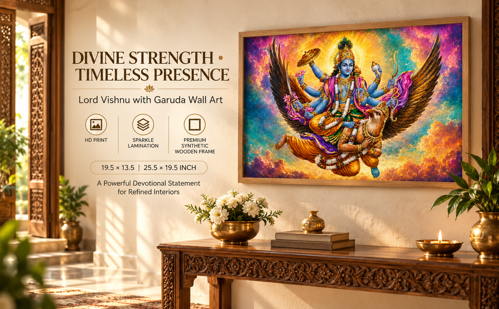 Lord Vishnu with Garuda Devotional Wall Painting banner