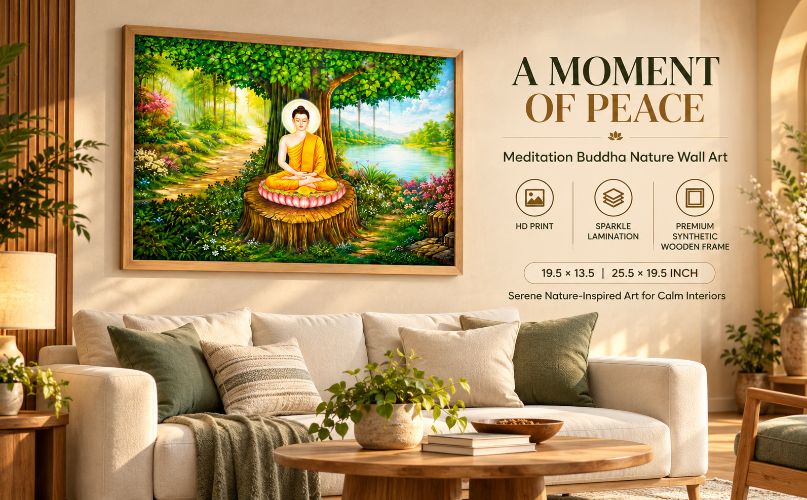 Meditation Buddha Under Tree wall painting banner